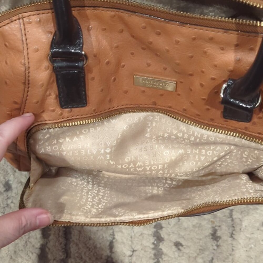 Kate Spade Combo Large Catalina purse and wallet in Cognac Ostrich leather - Picture 12 of 12